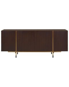 Dudley Wooden Sideboard In Walnut With Gold Stainless Steel Legs