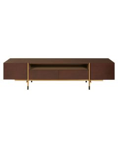 Delta Wooden TV Stand In Brown With 2 Doors And 2 Drawers
