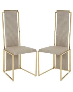 Deana Natural Fabric Sponge Dining Chairs In Pair