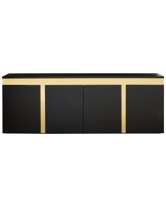 Deana Wooden Sideboard With 4 Doors In Matte Black With Rich Gold Accents