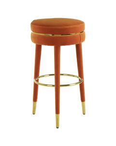 Manhattan Round Velvet Bar Stool In Orange