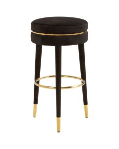 Manhattan Round Velvet Bar Stool In Black