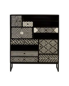 Boho Wooden Chest Of Drawers In Monochromatic Effect