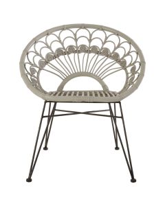 Manado Kubu Rattan Bedroom Chair In Grey With Black Iron Legs