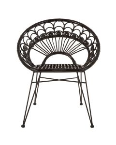 Manado Kubu Rattan Bedroom Chair In Black With Black Iron Legs