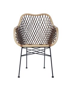 Manado Natural Kubu Rattan Chair With Black Iron Legs