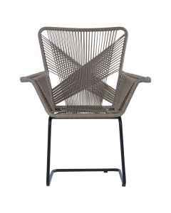 Manado Faux Rattan Bedroom Chair In Grey With Black Iron Legs