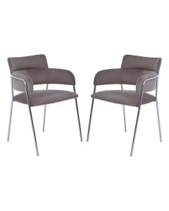 Tamzin Mink Velvet Dining Chairs With Silver Legs In Pair