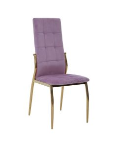 Tamzin Velvet High Back Dining Chair In Pink With Gold Legs
