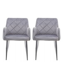 Tamzin Mink Velvet Splayed Dining Chairs In Pair