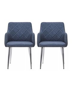 Tamzin Dark Grey Faux Leather Dining Chairs With Chrome Legs In Pair