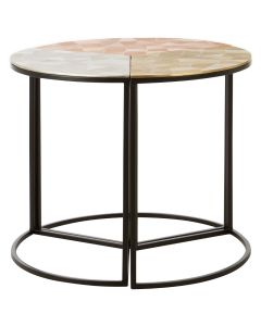 Mirano Round Set Of 3 Aluminium Side Tables In Metallic