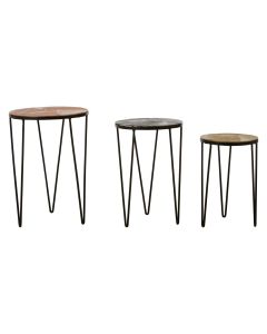 Mirano Set Of 3 Aluminium Side Tables With Metal Legs