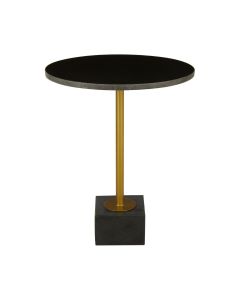 Rabia Black Marble Top Side Table With Steel Base