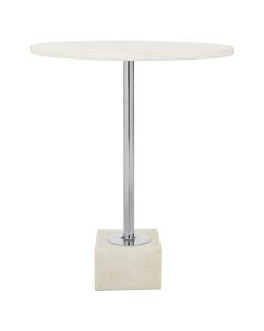 Rabia White Marble Top Side Table With Steel Base