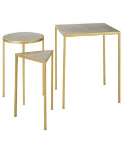 Rabia Marble Set Of 3 Nesting Side Tables With Brass Finish Base