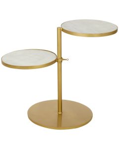 Rabia Side Table With 2 Shelves In Brass Base