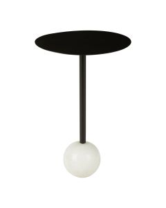 Rabia Round Black Metal Side Table With White Ball Base