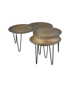 Rany Metal Set Of 4 Coffee Tables In Brass