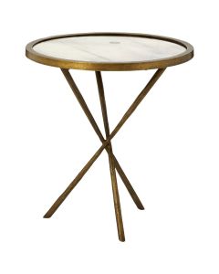 Rany Small Round Glass Side Table In Brass