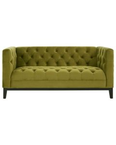 Sabine Viola Moss Fabric 2 Seater Sofa In Green With Rubberwood Legs