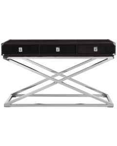 Kensington Townhouse Console Table In Black With Cross Base