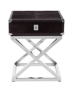 Ianto Wooden Side Table In Black With Cross Legs