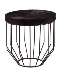 Ianto Round Wooden Side Table In Black