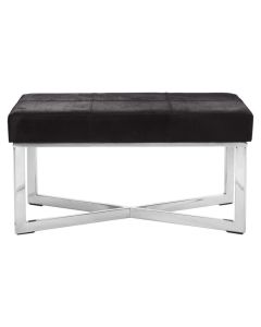 Kensington Townhouse Genuine Leather Seating Bench In Black