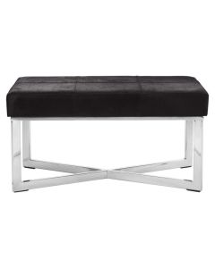 Kensington Townhouse Genuine Leather Seating Bench In Black