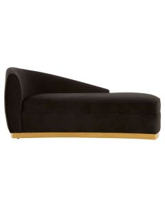 Batix Left Arm Polyester Velvet Chaise Longue Chair In Black