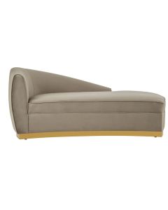 Batix Left Arm Polyester Velvet Chaise Longue Chair In Grey