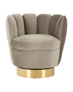 Beauly Velvet Tub Chair In Grey With Gold Stainless Steel Base