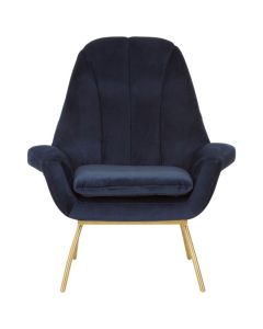 Billi Velvet Upholstered Armchair In Blue