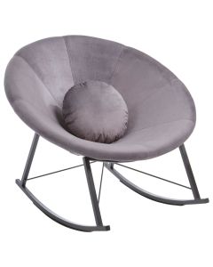 Arto Velvet Rocking Chair In Grey
