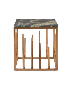 Tula Square Marble Top Side Table In Rose Gold Stainless Steel Base