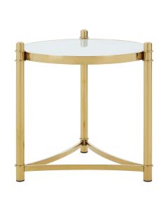 Tula White Glass Top Side Table With Gold Stainless Steel Base