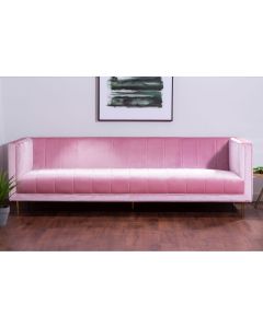 Otylia Velvet 3 Seater Sofa In Pink With Gold Stainless Steel Legs