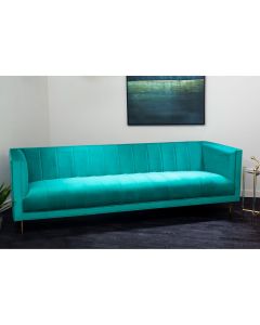 Otylia Velvet 3 Seater Sofa In Green With Gold Stainless Steel Legs