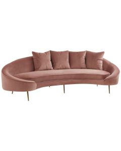 Osdin Velvet 4 Seater Sofa In Salmon Pink With Gold Stainless Steel Legs