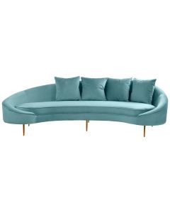 Osdin Velvet 4 Seater Sofa In Light Blue With Gold Stainless Steel Legs
