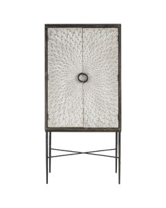 Milan Wooden Wine Cabinet With 2 Doors In Grey