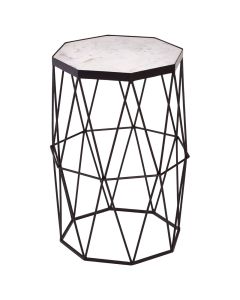 Shalimar Octagonal Marble Top Side Table With Black Metal Frame