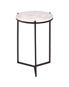 Shalimar Round Marble Top Side Table With Black Metal Base