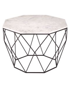 Shalimar Octagon Marble Coffee Table With Matte Black Metal Frame