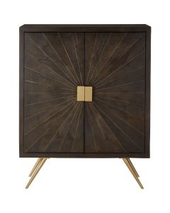 Sagor Wooden Storage Cabinet In Antique Brass With 2 Doors