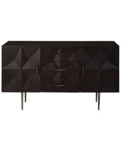 Salford Wooden Sideboard In Black With 2 Doors And 3 Drawers