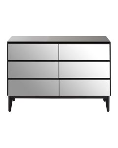 Rovigo Mirrored Glass Chest Of 6 Drawers In Smoked