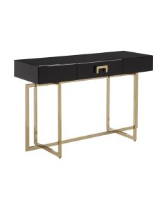 Ragusa Glass Top Wooden Console Table With 1 Drawer In Black