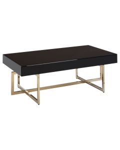 Ragusa Wooden Coffee Table In Black High Gloss With Gold Base